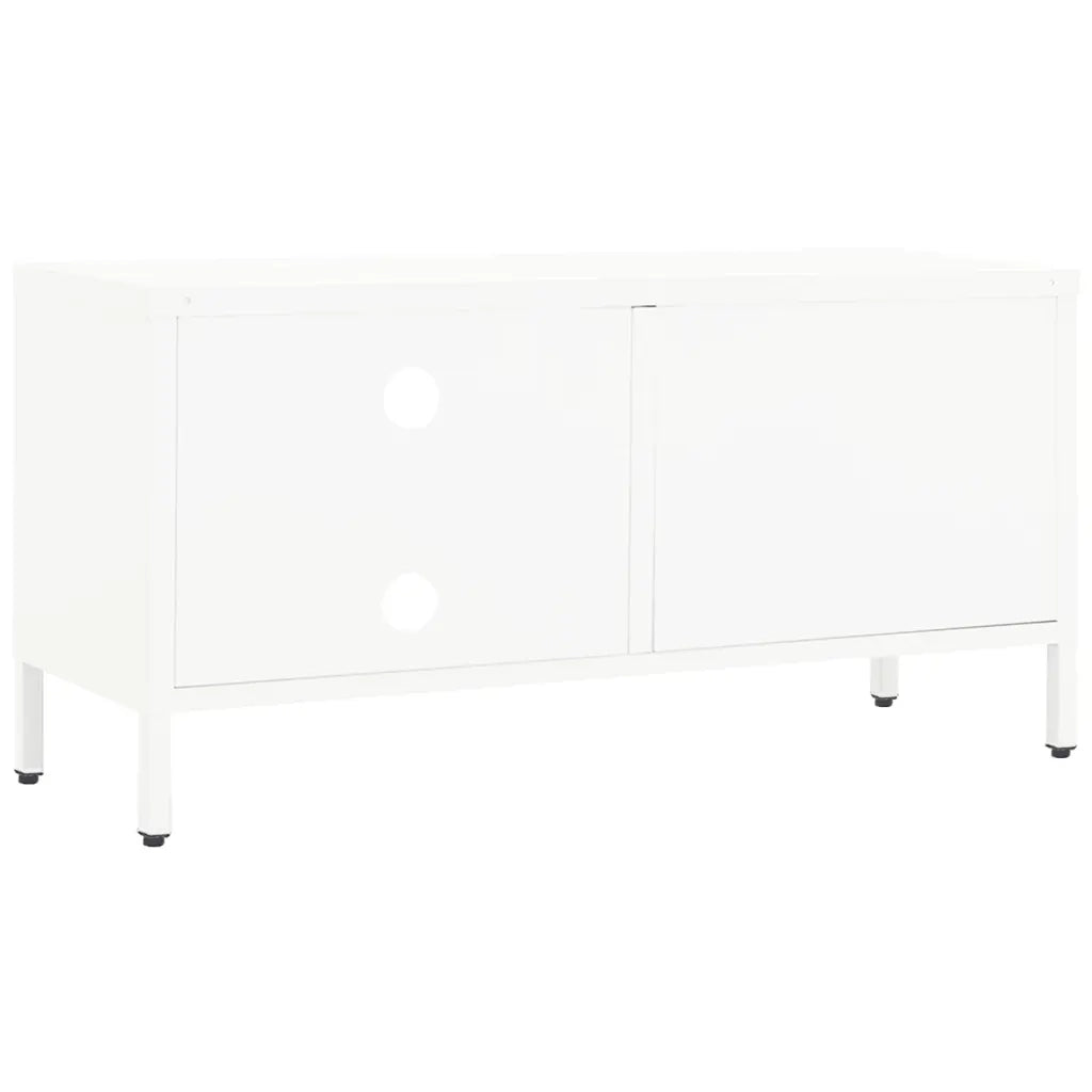 Mobile TV Bianco 90x30x44 cm in Acciaio e Vetro cod mxl 6374