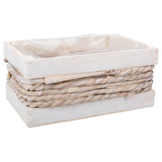 Cesto in legno e corda bianco 25x15x11/20h