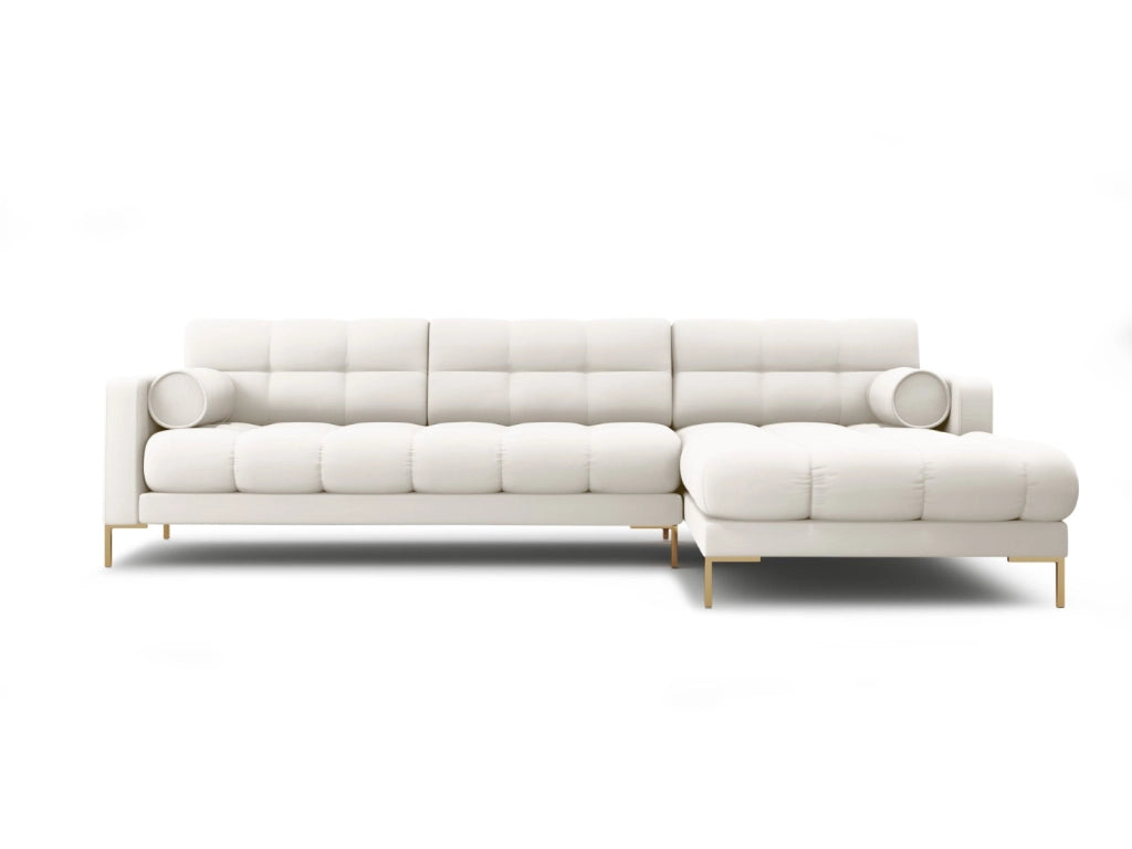 Cosmopolitan Design - Divano angolare destro "Bali" 5 posti in tessuto strutturato beige chiaro 