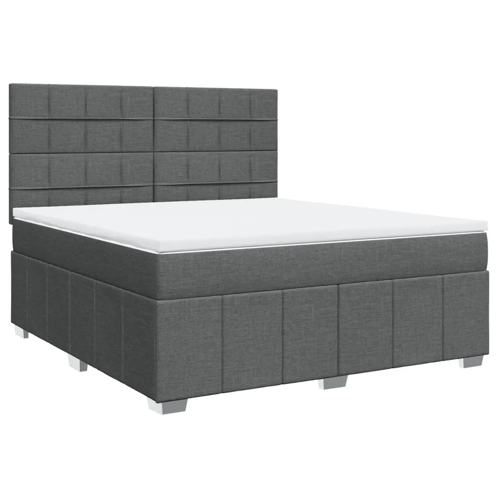 Giroletto a Molle con Materasso Grigio Scuro 180x200 cm Tessuto