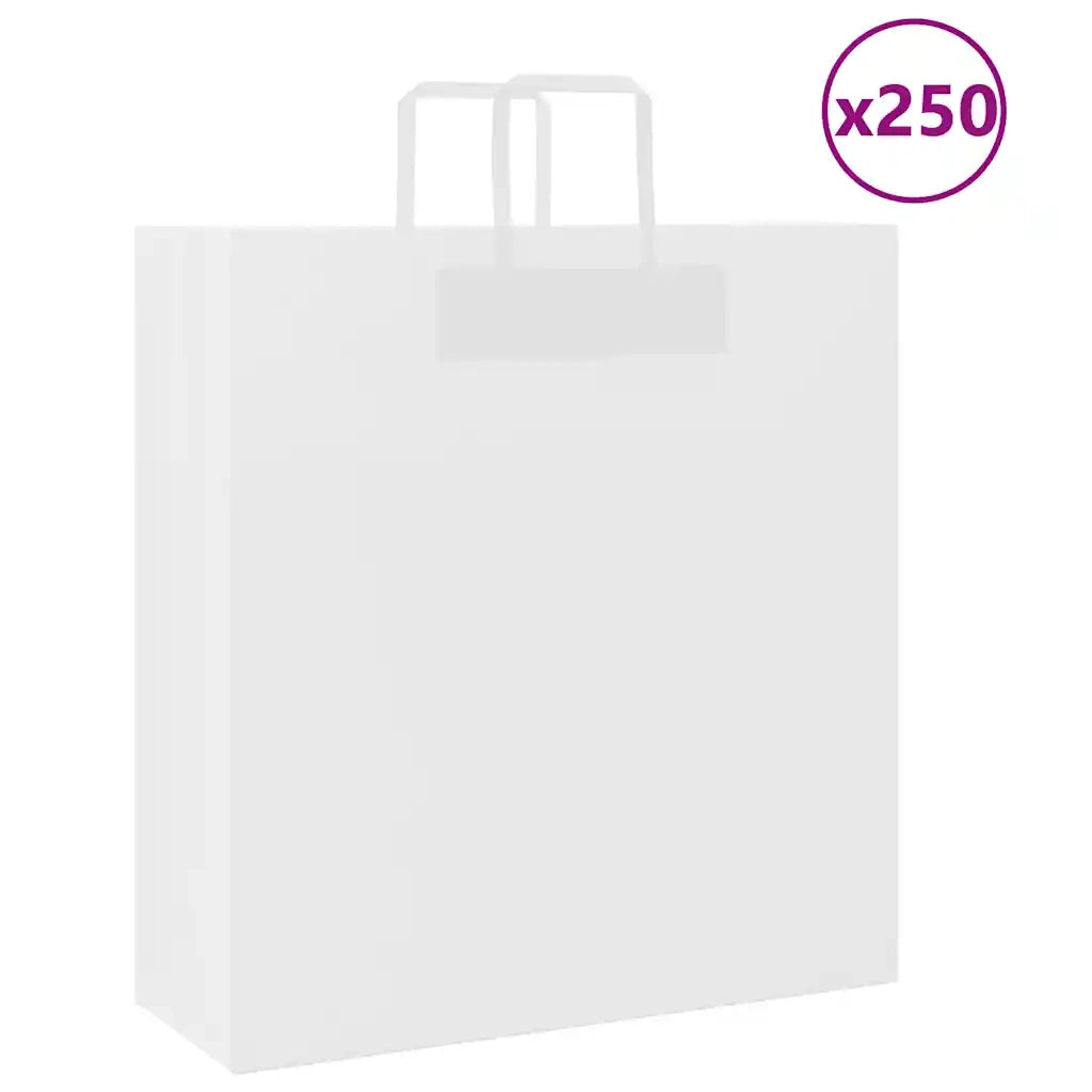 Sacchetti di Carta 250 pz con Manici Bianchi 45x17x48 cm