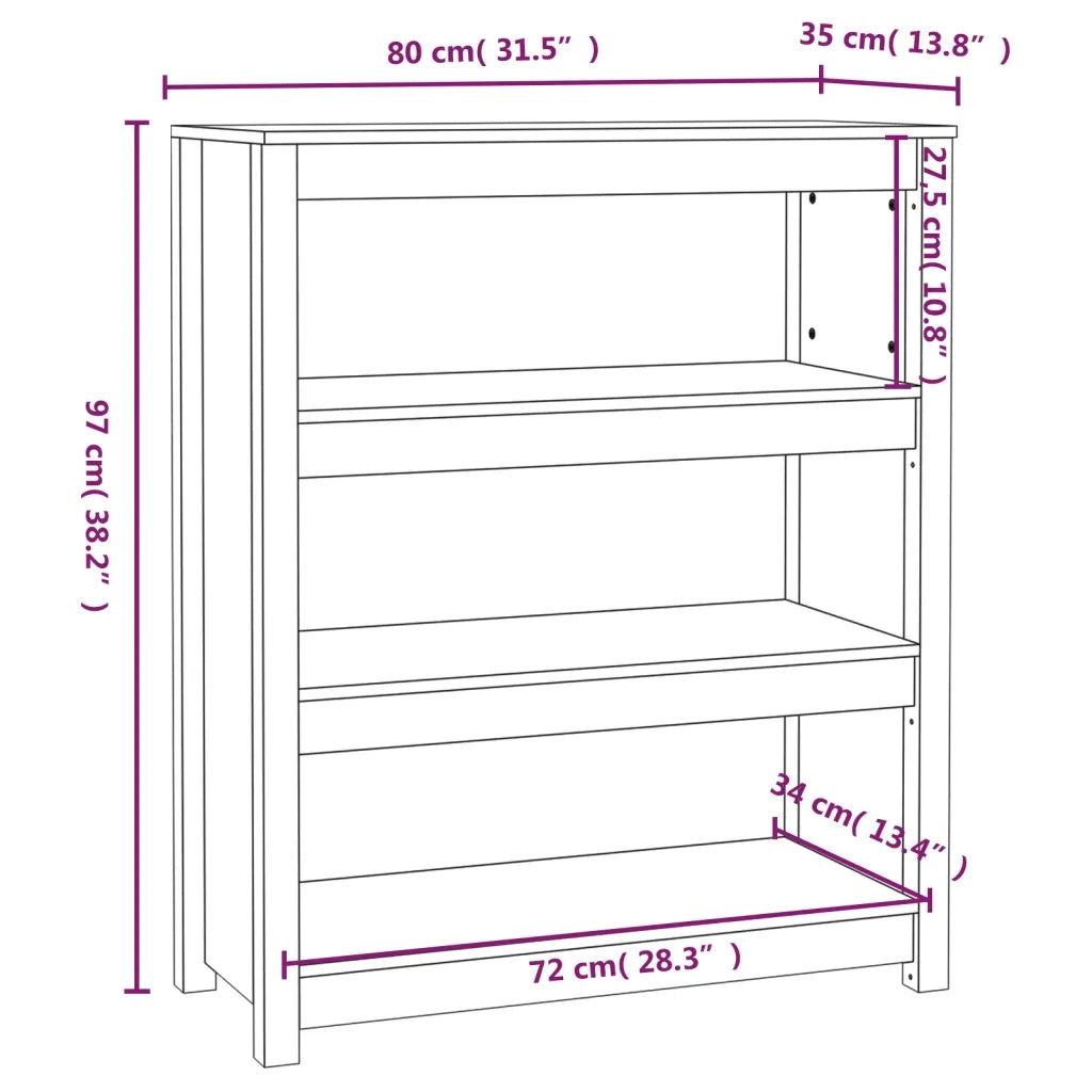 Libreria Grigia 80x35x97 cm in Legno Massello di Pino 821681