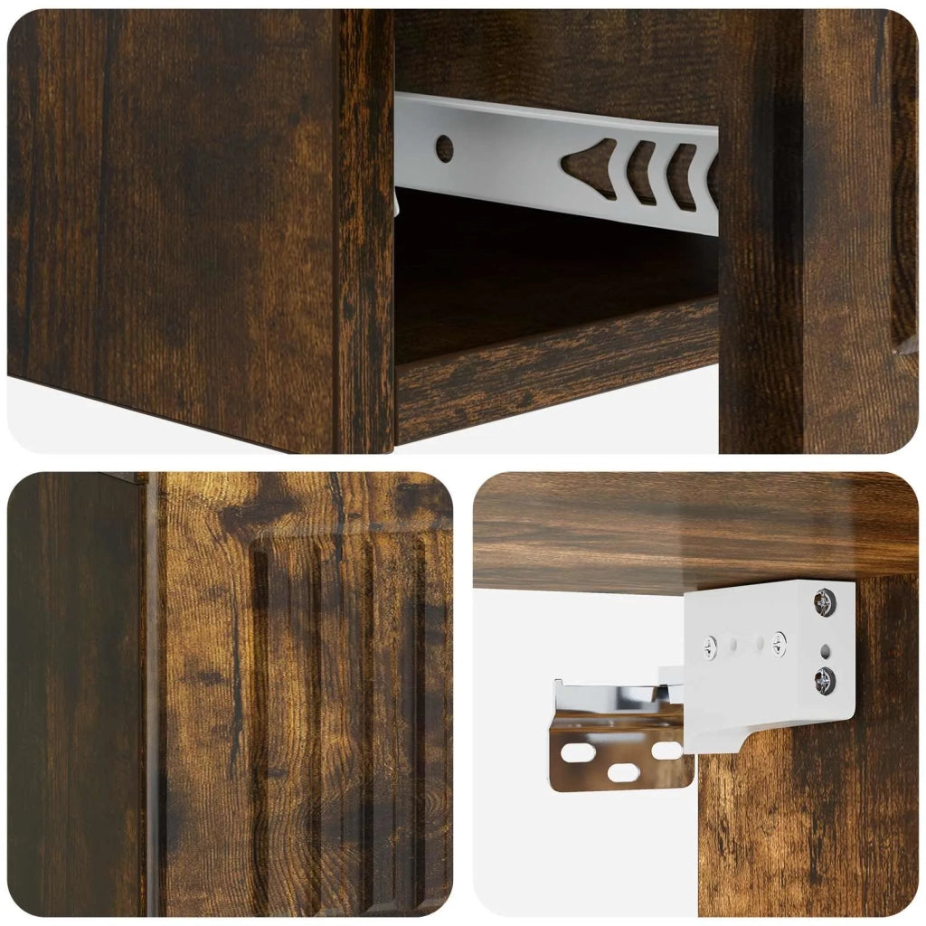 Tavolino da Parete Laterale Rovere Fumo 59 x 34,5 x 17 cm