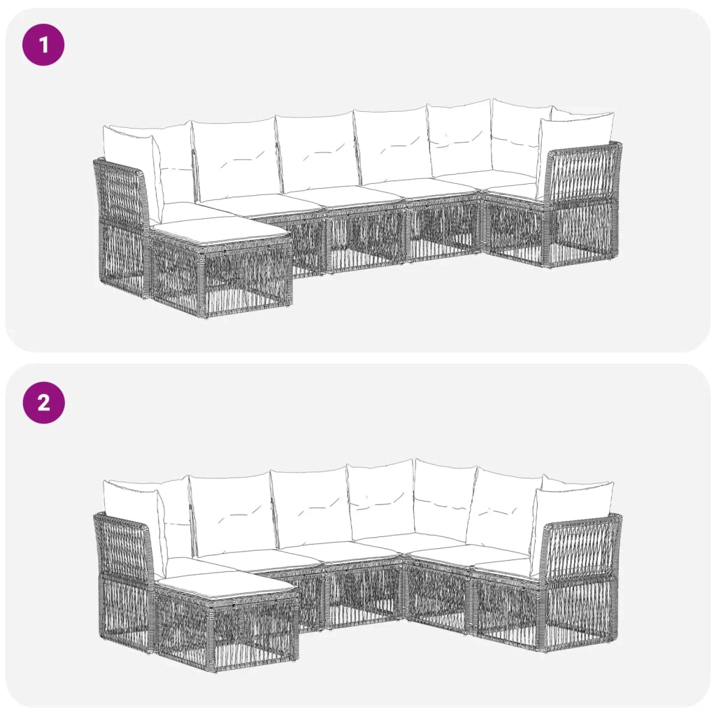 Set Divano da Giardino 7 pcs Grigio polyrattan 3434297