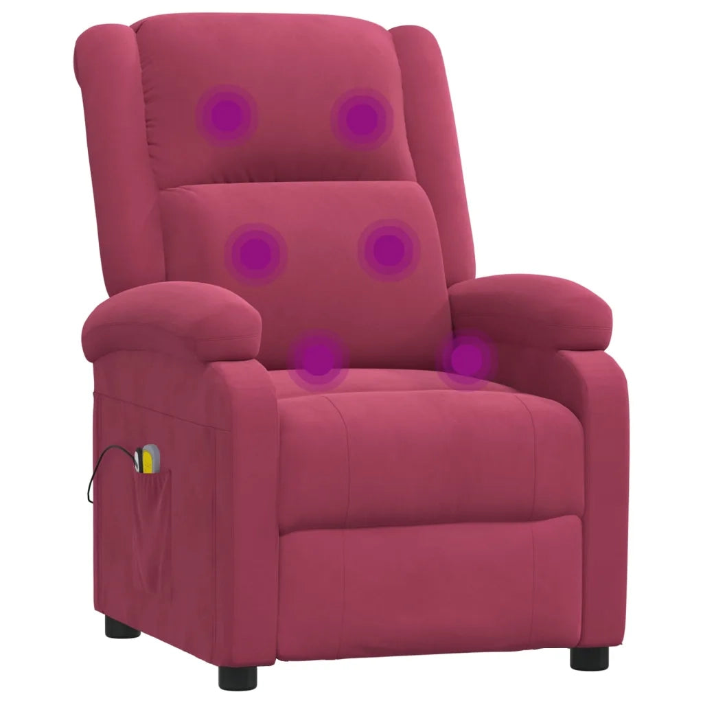Poltrona Massaggiante Elettrica Rosso Vino in Velluto 3098409