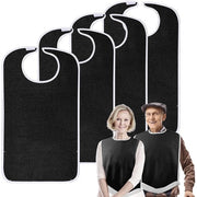 Set di 4 protezioni per abitini per adulti, in tessuto di spugna, riutilizzabili, lavabili e regolabili, impermeabili e facili da pulire con cattura residui, protezioni per abbigliamento universali per madre e padre, colore nero