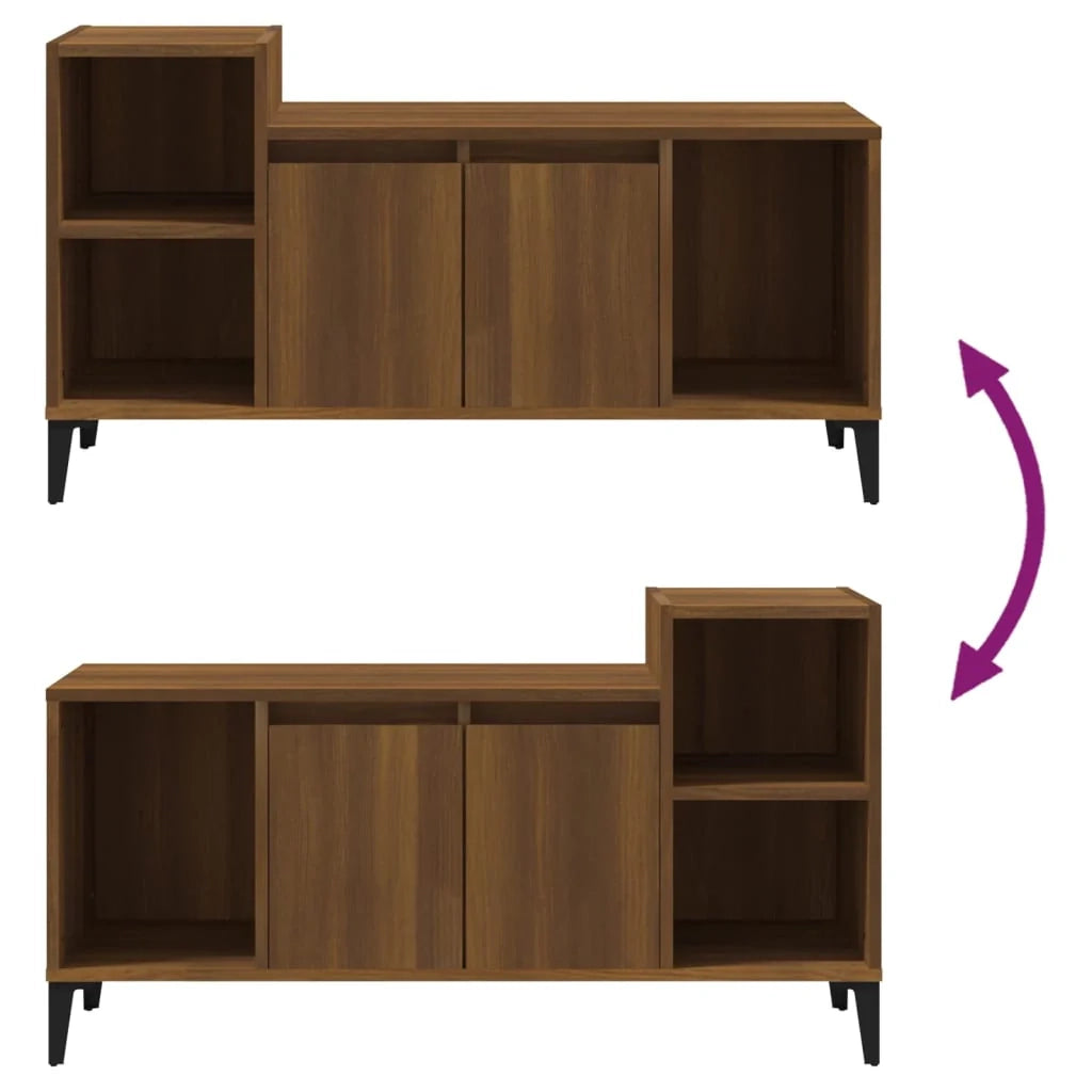 Mobile TV multimediale scaffale TV mobile TV sala da pranzo soggiorno camera da letto rovere 100 x 35 x 55 cm legno ingegnerizzato marrone 02_0027114