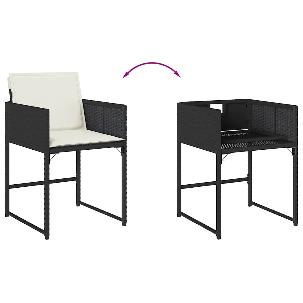 Set da Pranzo da Giardino 9 pz con Cuscini Nero in Polyrattan 3278150