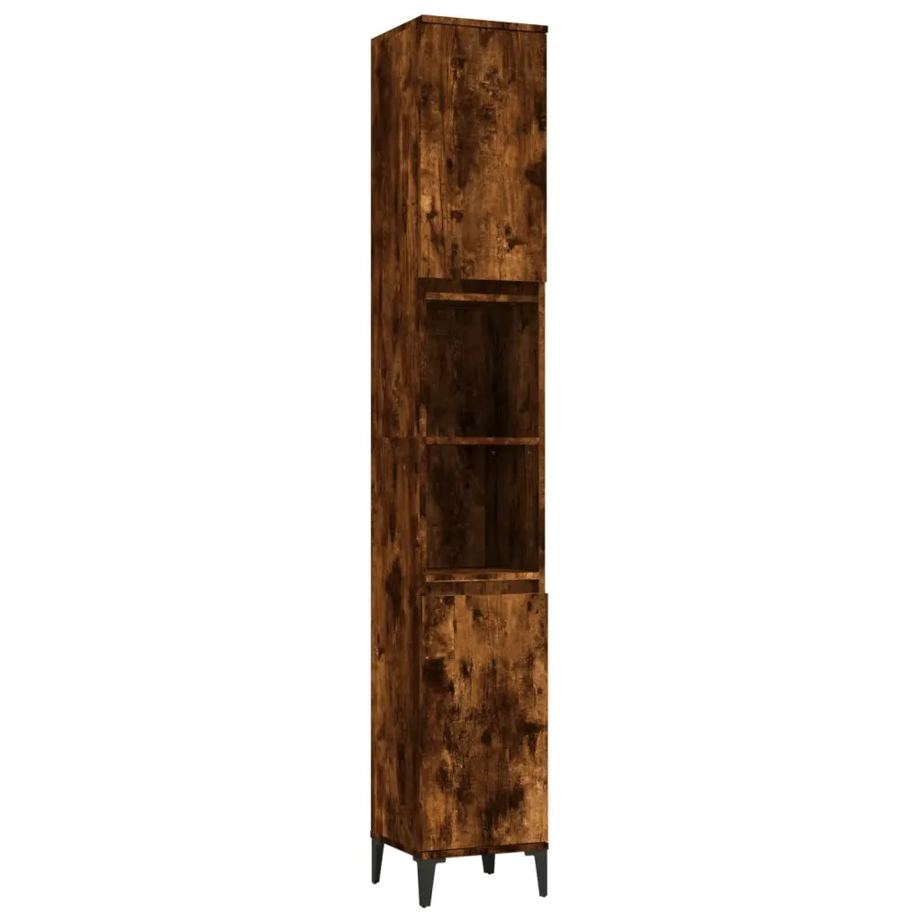 Set Mobili da Bagno 3 pz Rovere Fumo in Legno Multistrato 3185626