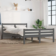 Giroletto-Struttura Letto Grigio in Legno Massello 140x190 cm 199865