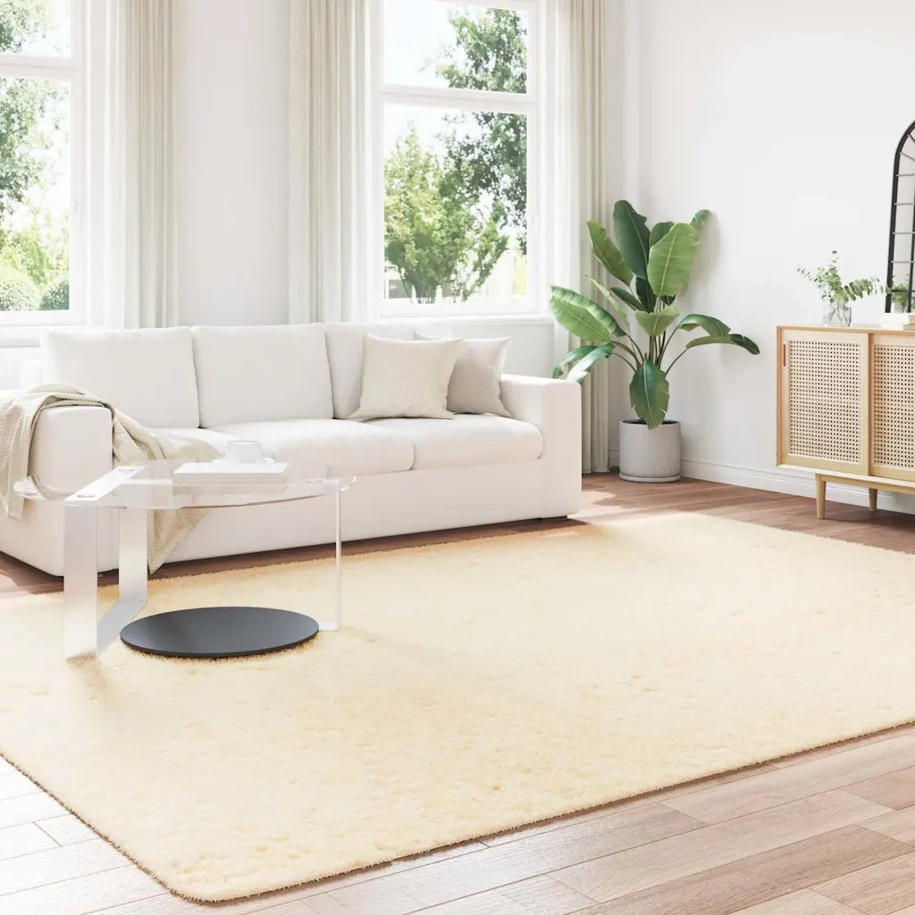 Tappeto Shaggy a Pelo Lungo NAVARRA Crema 240x340 cm poliestere