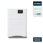 Kit 4 Moduli di Accumulo Impilabili Alta Tensione 20kWh LiFePO4 BMS Integrato, Inclusa Base e Box di Controllo, 100Ah, 204.8V, IP65, CEI 0-21 Garanzia 10 Anni SKU-120024