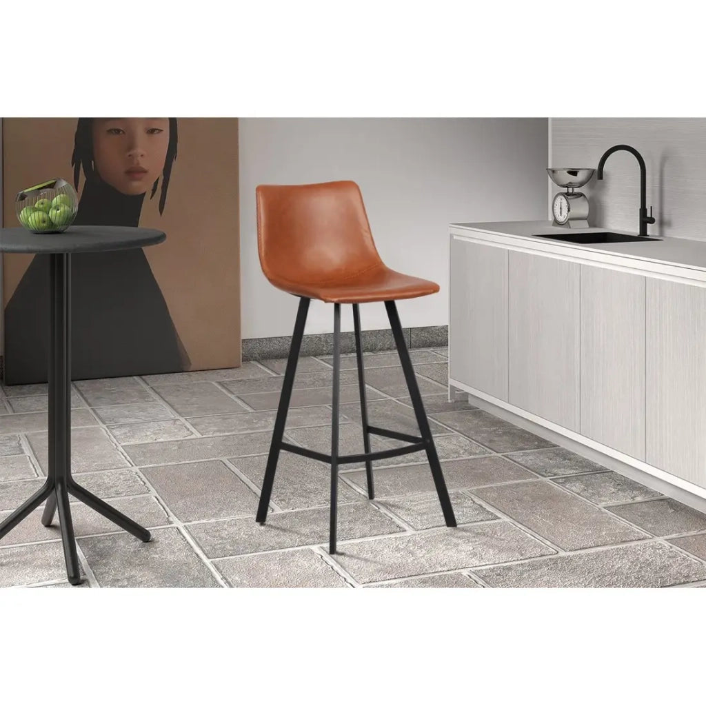 Set di 2 sgabelli da bar OZON - Colore Cognac - Seduta in PU - Comfort moderno e stile elegante