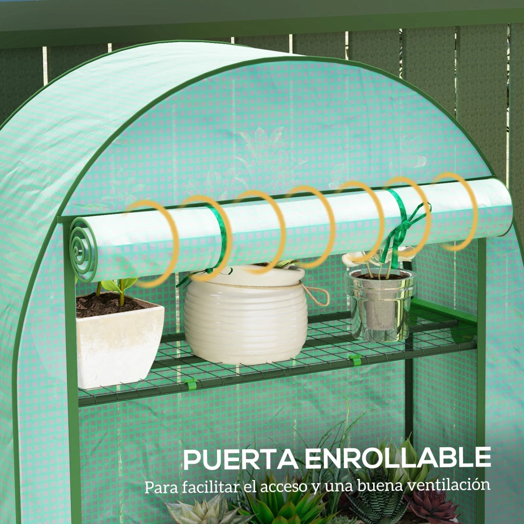 Serra da Giardino con 4 Ripiani e Porta a Rullo ¨C Zephmum ¨C Verde 105x45x160 cm