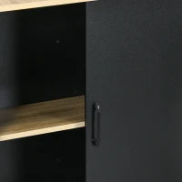 Isola da Cucina con Ripiani, Portacoltelli e Armadietto con Anta Scorrevole, 14.5x70x90cm, Nero