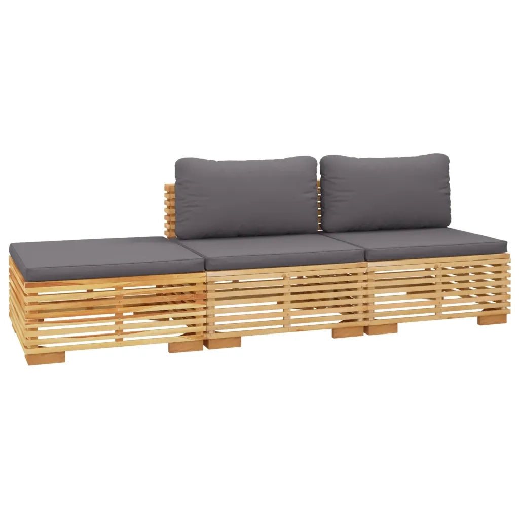 Set Divani da Giardino 3 pz con Cuscini Legno Massello di Teak 3100904
