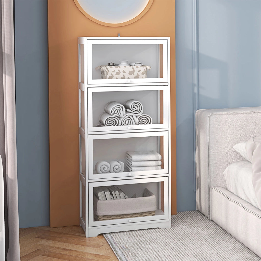 Libreria 4 Livelli con Ante ¨C zephmum ¨C 59x30x139 cm Bianco