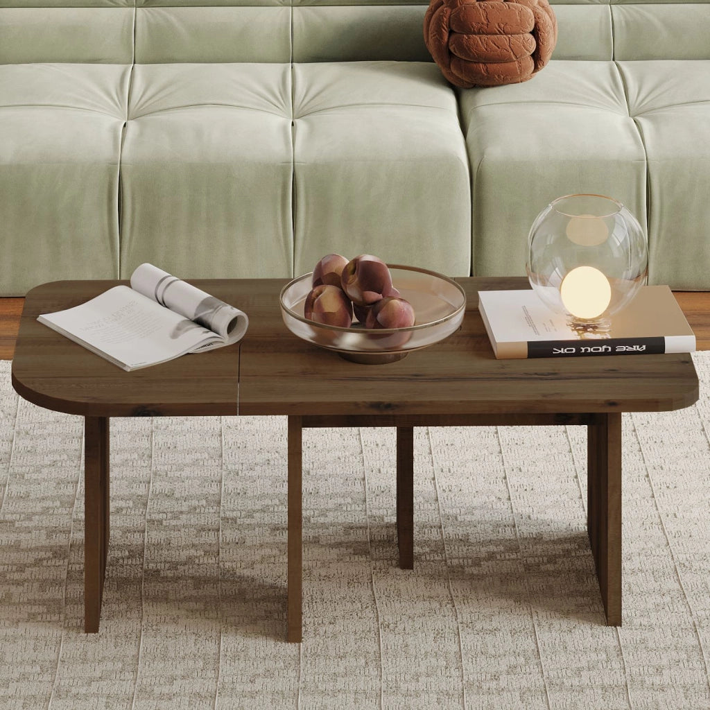 Set di tavolini in legno "Iris" - 90 x 45 x 35 cm - Marrone