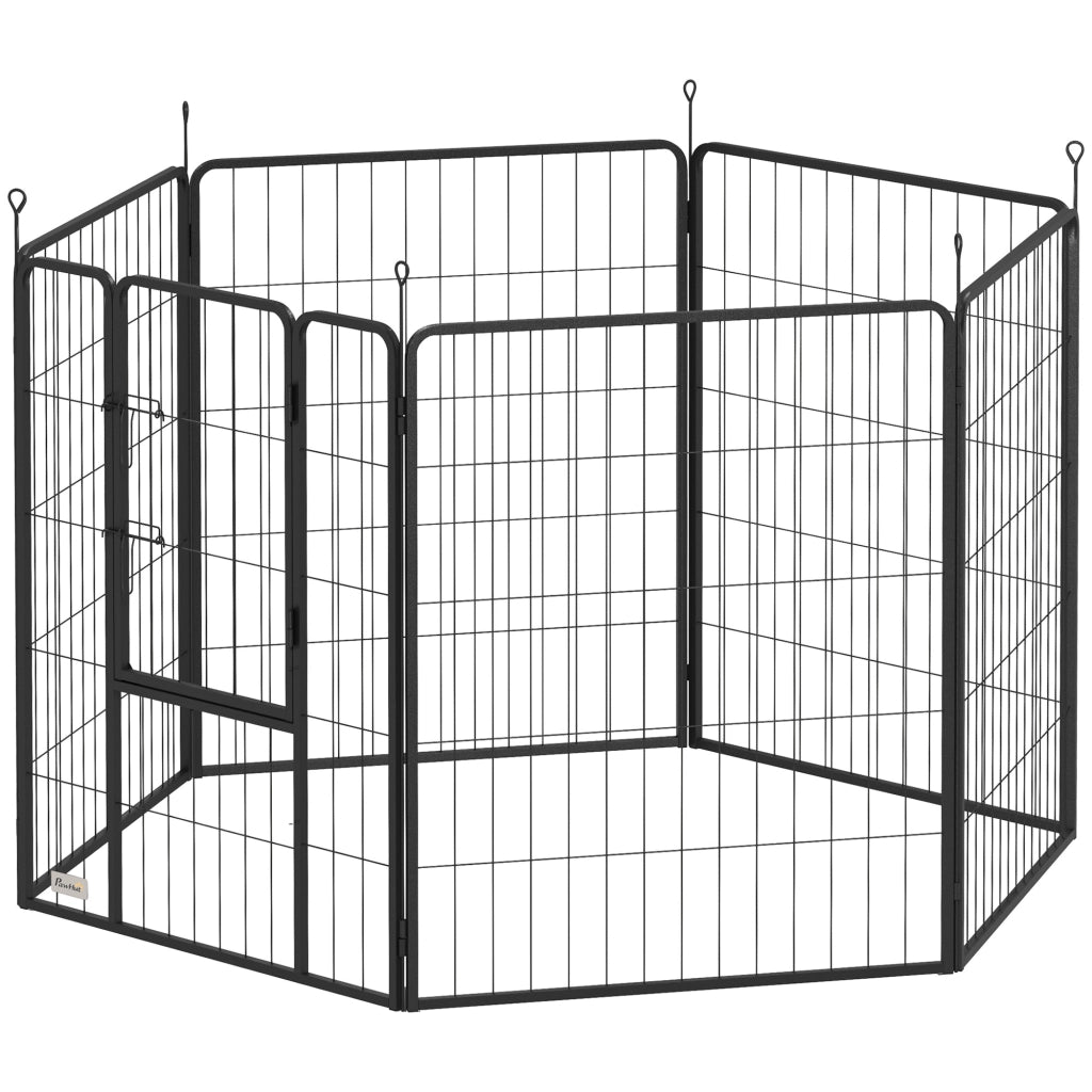 Recinto per cani modulare 6 pannelli pieghevole in acciaio con porta ¨C Zephmum ¨C 80x100 cm grigio