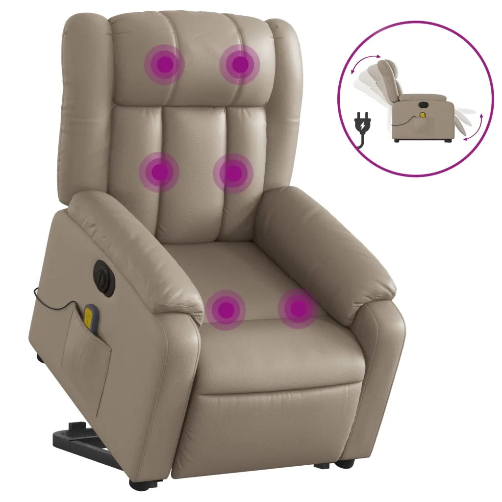 Poltrona Alzapersona Massaggio Elettrica Cappuccino Similpelle 3205291