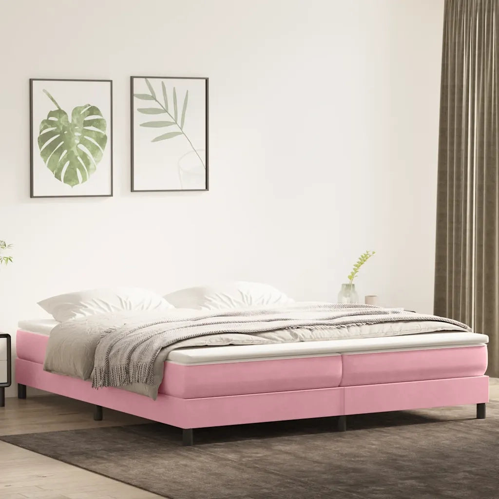 Letto a Molle senza Materasso Rosa 200x210 cm in Velluto 3315848