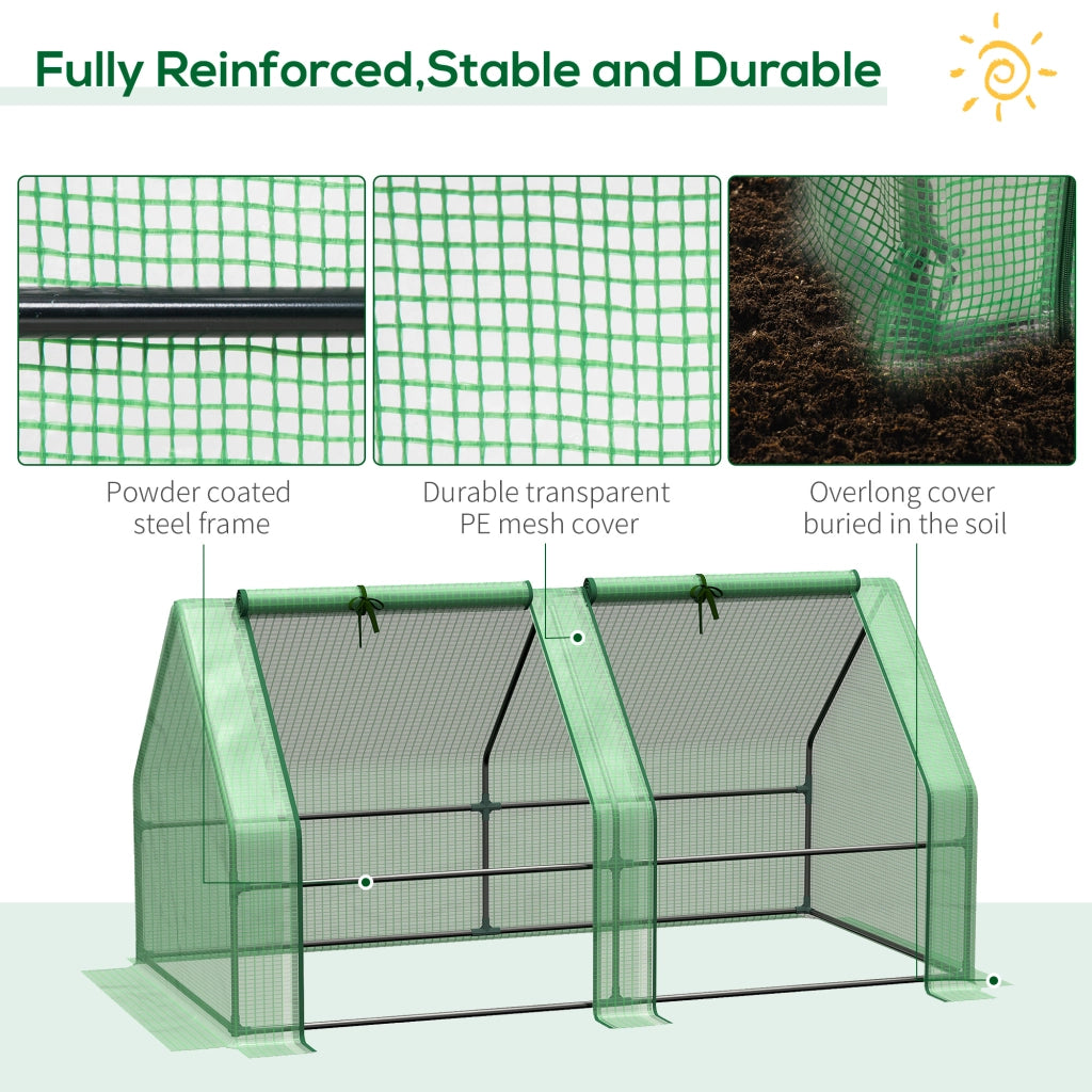 EasyComfort Serra da Giardino con Copertura in PE Rinforzato e Telaio in Acciaio, 180x90x90cm, Verde