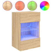 Mobile TV a Parete | Armadietto TV | Mobile Porta TV con Luci LED Rovere Sonoma 40x30x60,5 cm