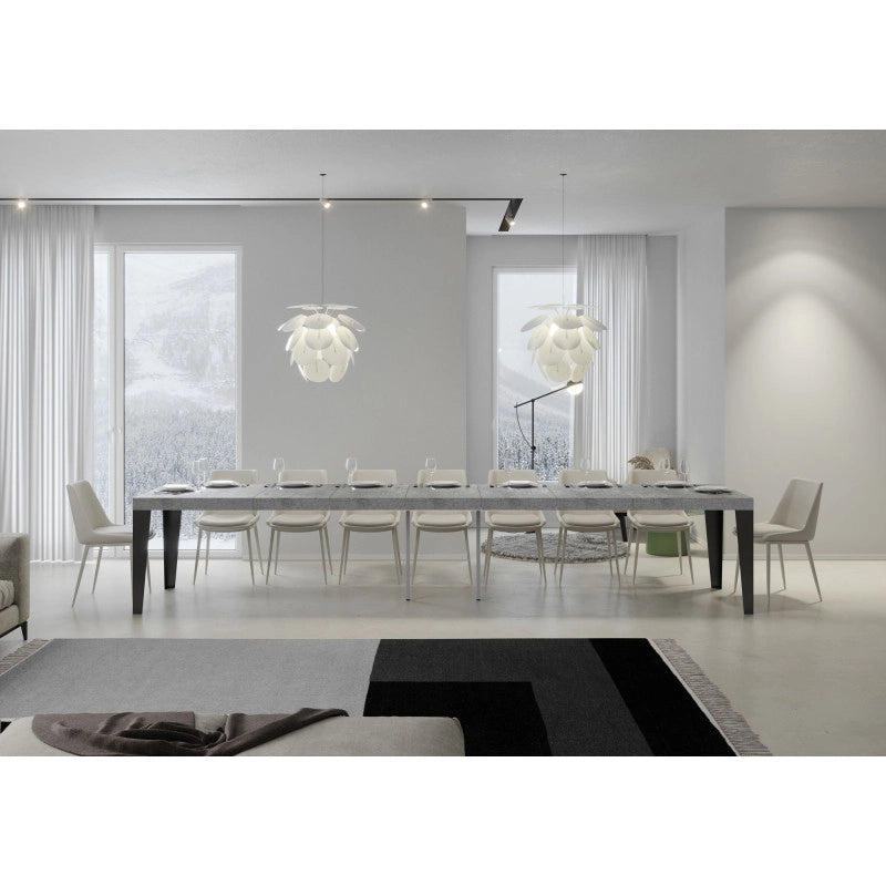 Tavolo allungabile 160/420x90 cm Flame Premium telaio Antracite - Cemento