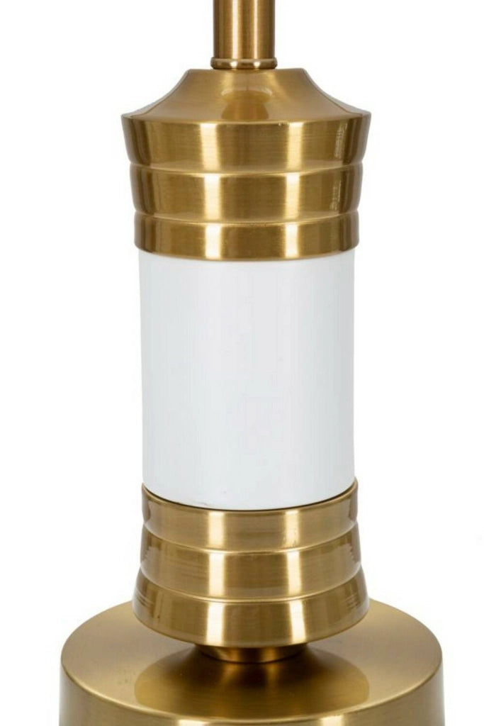 Lampada da tavolo Sinopia, Luce da scrivania, Luminaria da ufficio, Lampada da lavoro, Bianco e Oro, 31x31 h52 cm