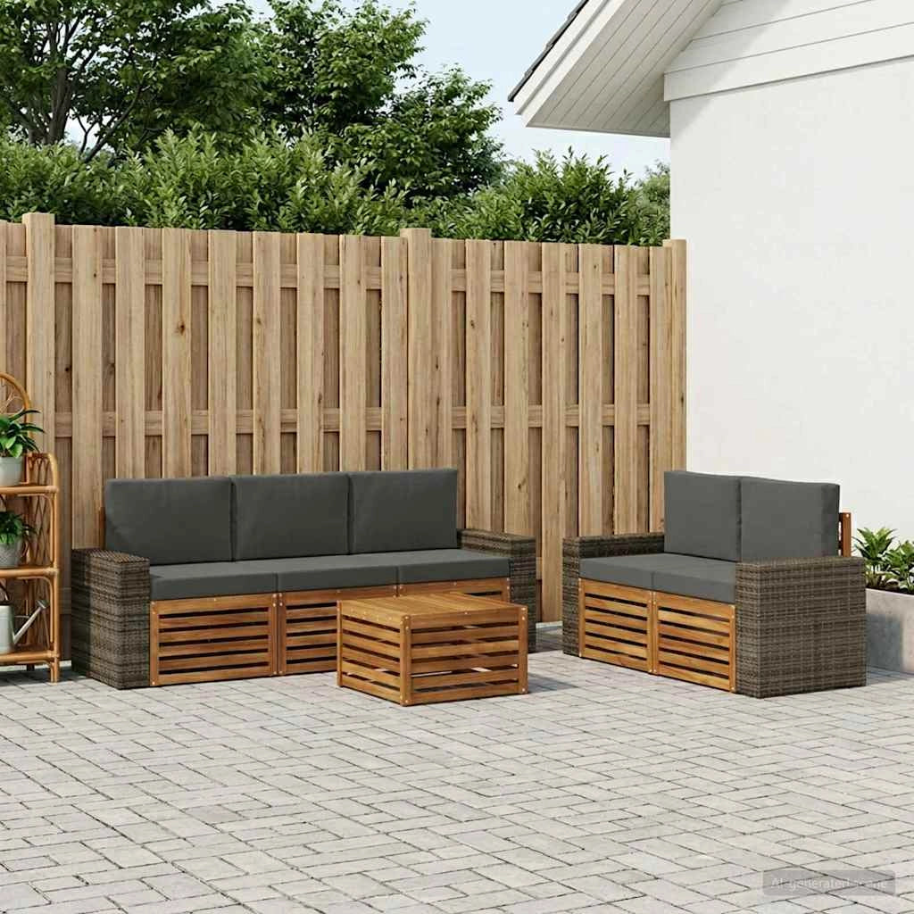 Set di divani da esterno 6 pz Naturale e Antracite 3384038