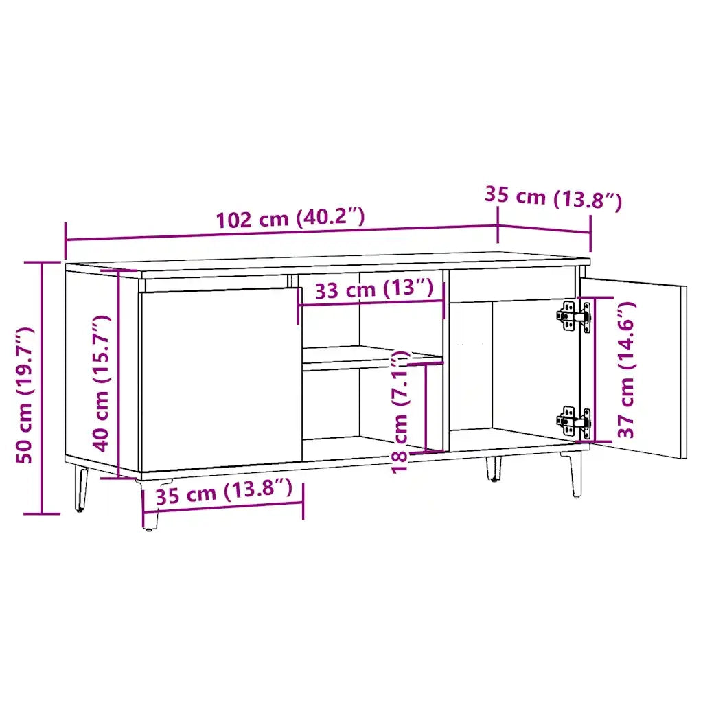 Mobile Porta TV Legno Antico 102x35x50 cm in Legno Multistrato