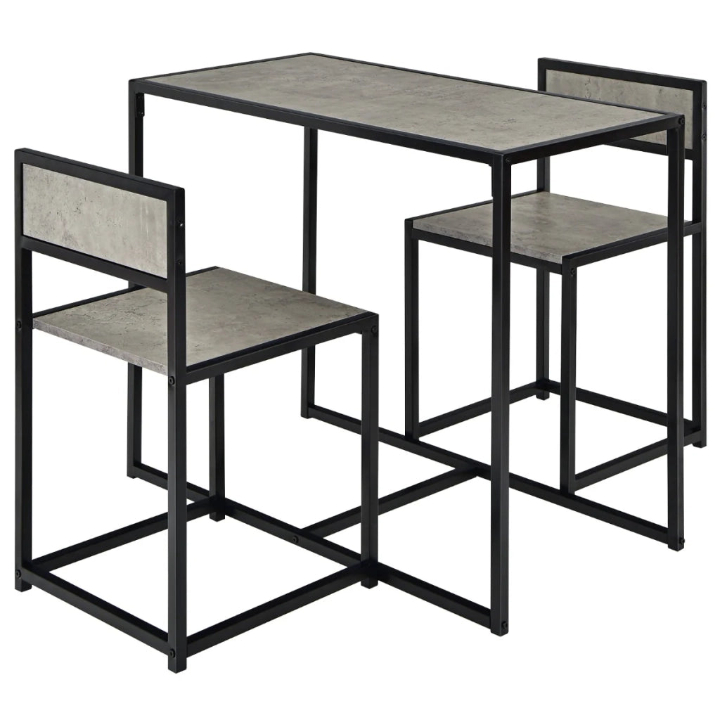 Set da pranzo composto da 3 pezzi: tavolo e 2 sedie 90 x 47 x 76 cm compatto e pratico stile industriale realizzato in legno composito grigio 20_0017678