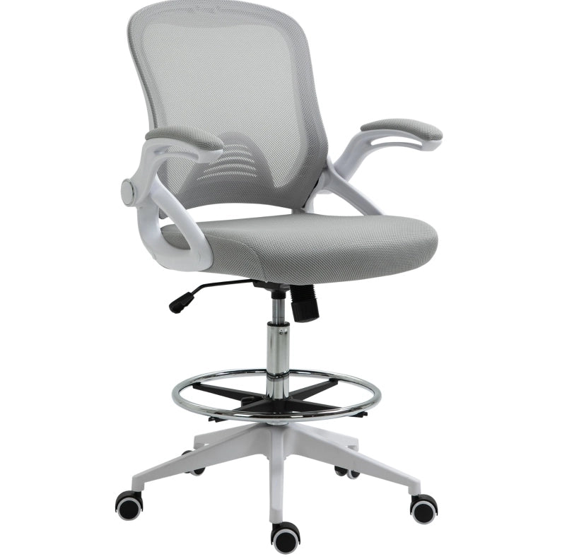 Sedia da ufficio ergonomica grigio chiaro con poggiapiedi