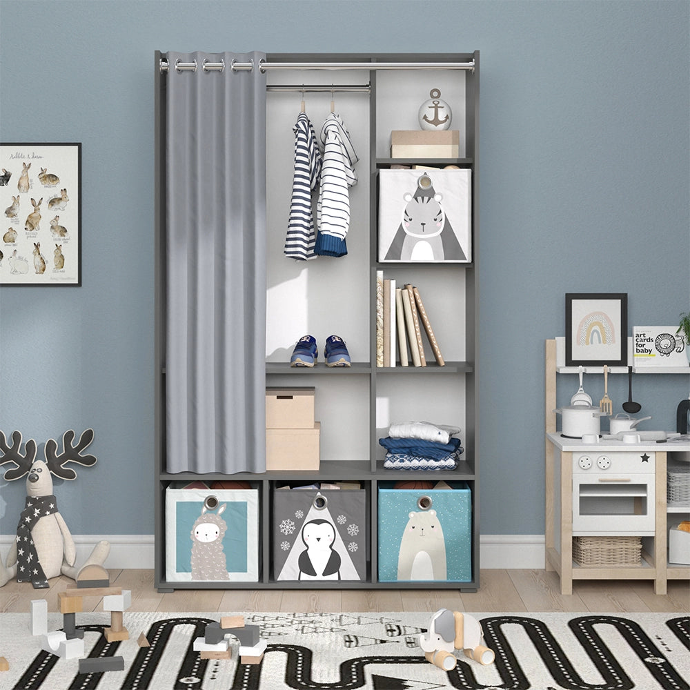 Vicco Guardaroba per bambini Grigio 38 x 178.1 cm Con cassetti pieghevoli (grigio)