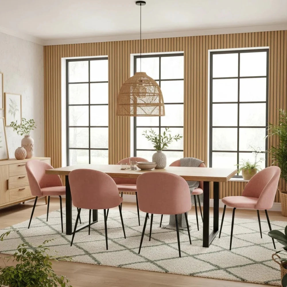 Cipro, Set di 2 sedie in velluto Rosa (45cm X 55cm H.79cm) | Duzzle
