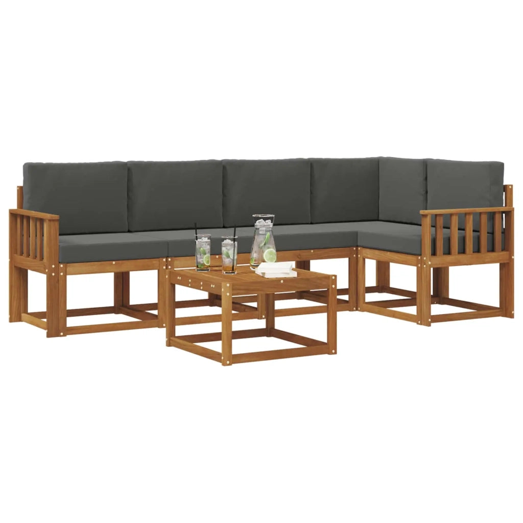 Set di divani da esterno con cuscino 6 pcs Naturale e Antracite 3366425