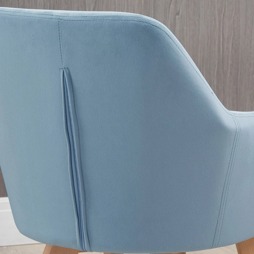 Set 2 Sedie da Pranzo Imbottite ¨C zephmum ¨C Tessuto Velluto, Legno, Blu