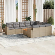 Set Divano da Giardino 11 pz con Cuscini Beige Misto Polyrattancod mxl 90504