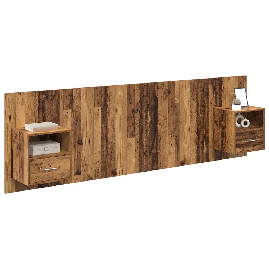 Testata con Comodino 3 pcs Legno vecchio Legno multistrato 3415675
