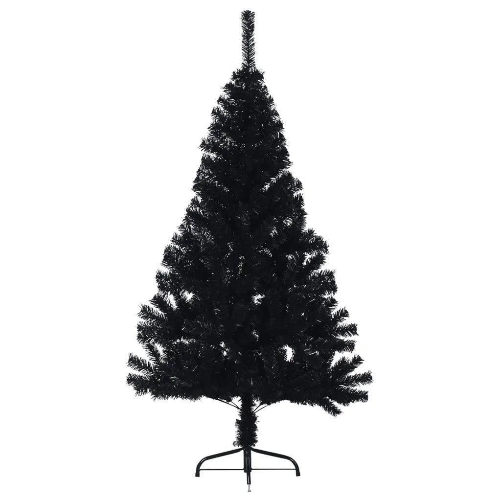 Albero di Natale Artificiale a MetÃ  con Base Nero 120 cm PVC