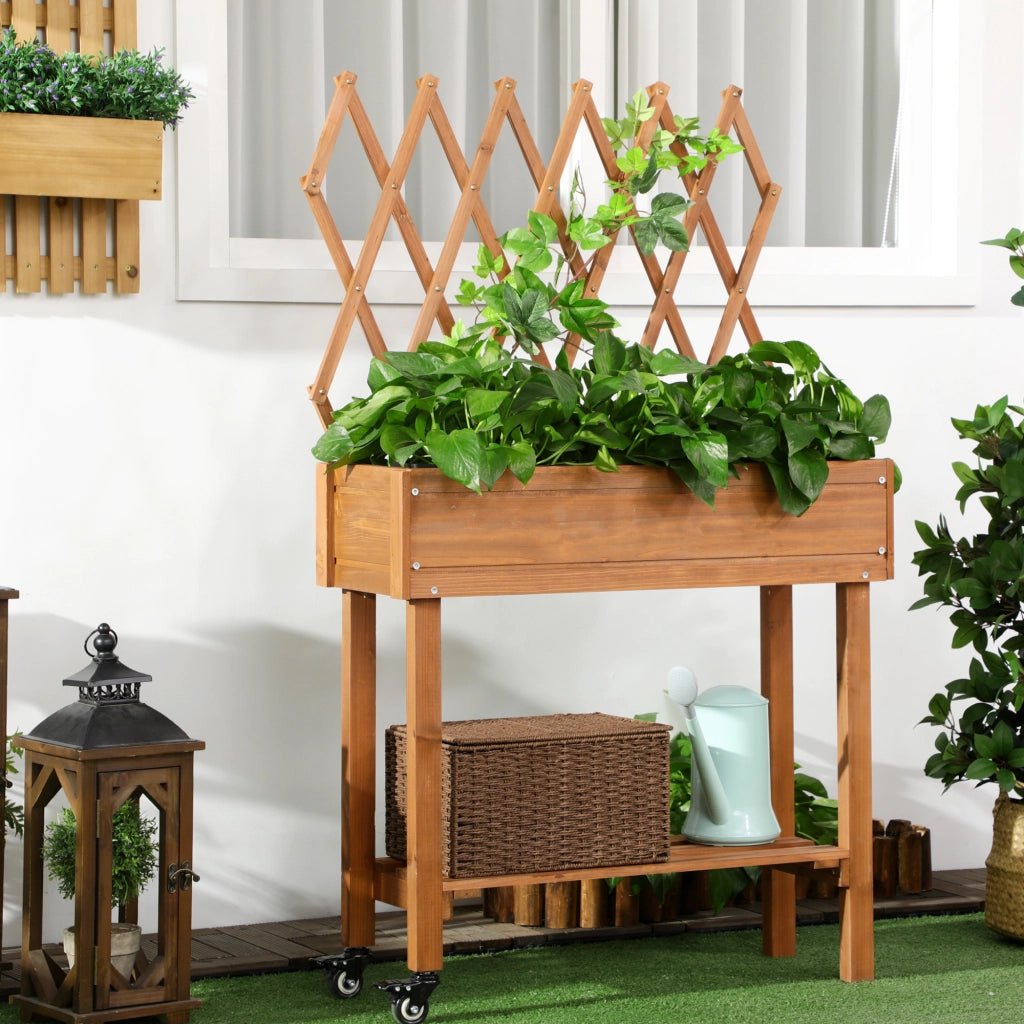 Hochbeet con spalier e scaffale ¨C zephmum ¨C legno massello marrone 79x29x130 cm