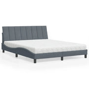 Letto con Materasso Grigio Scuro 160x200 cm in Velluto