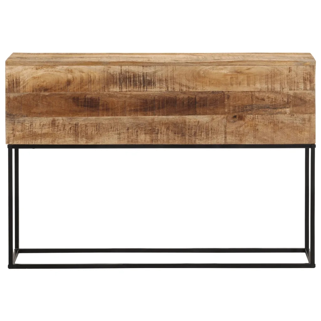 Tavolo Consolle | Tavolo d'Ingresso 110x30x75cm Legno Massello Mango Grezzo e Ferro