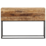 Tavolo Consolle | Tavolo d'Ingresso 110x30x75cm Legno Massello Mango Grezzo e Ferro