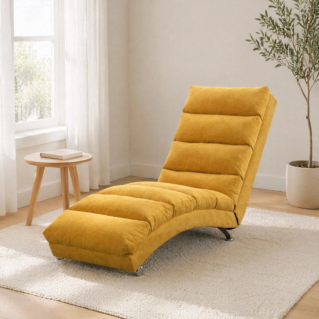 POLTRONA Relax massaggiante 55x148x84 cm in lino giallo senape