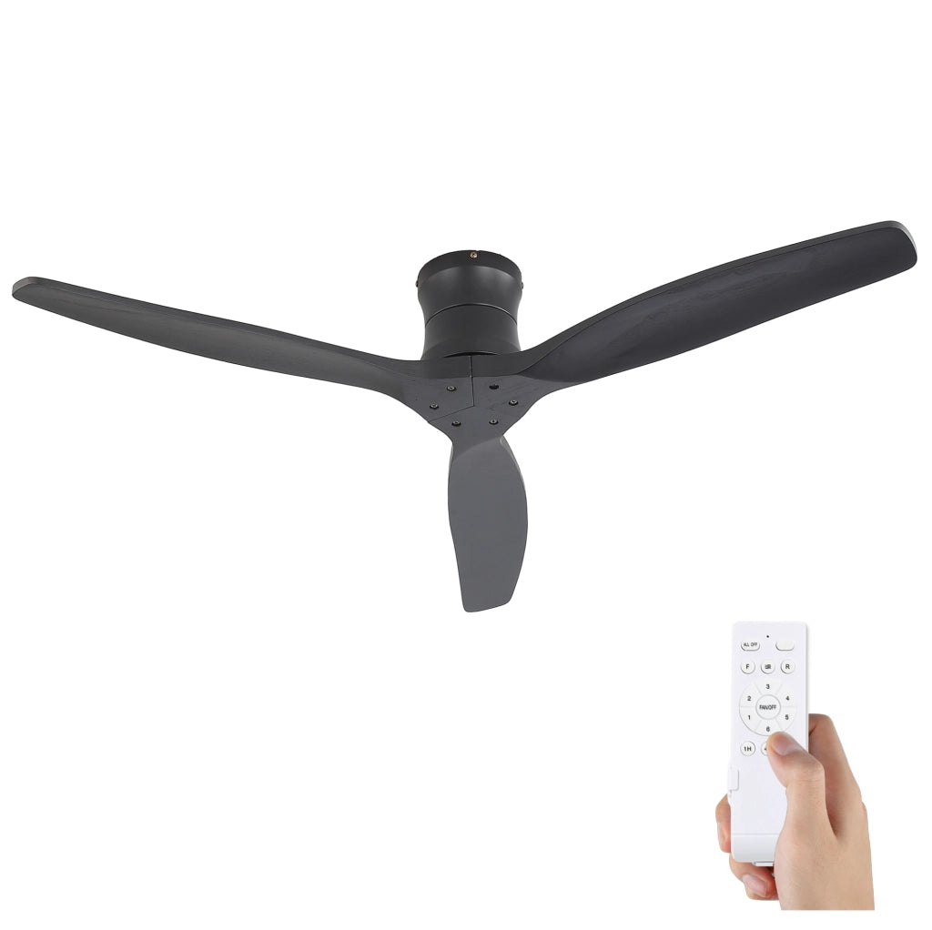 Ventilatore da soffitto reversibile con motore DC e telecomando; nero opaco