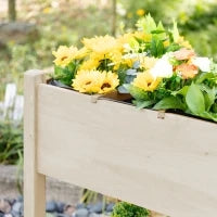 Fioriera con Ruote, Letto per Orto Rialzato, con Scaffale, Ripiano Ribaltabile, Inserti per l'Irrigazione, Fori di Drenaggio Inclusi, Legno Abete, 123x54x87cm Legno naturale