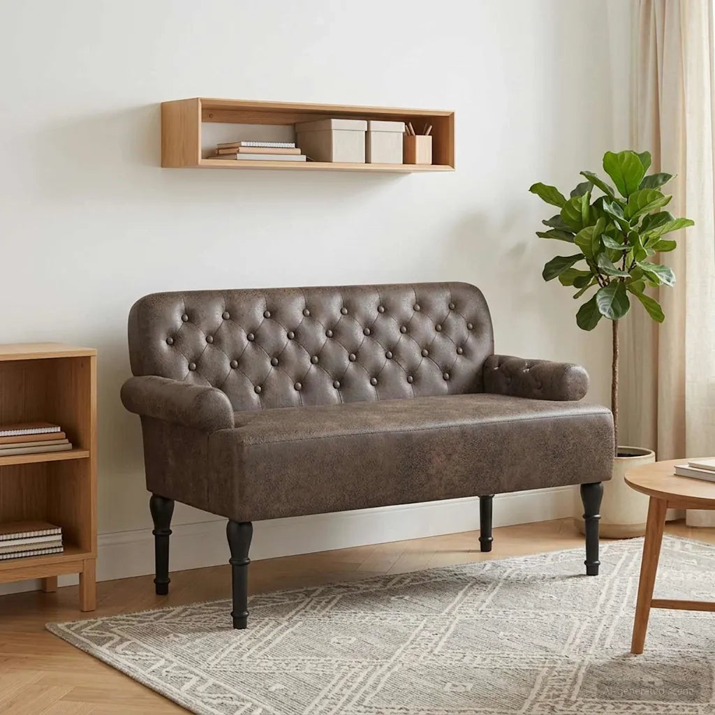Loveseat con bottoni imbottiti Grigio Scuro 120 x 65 x 78 cm 42041841