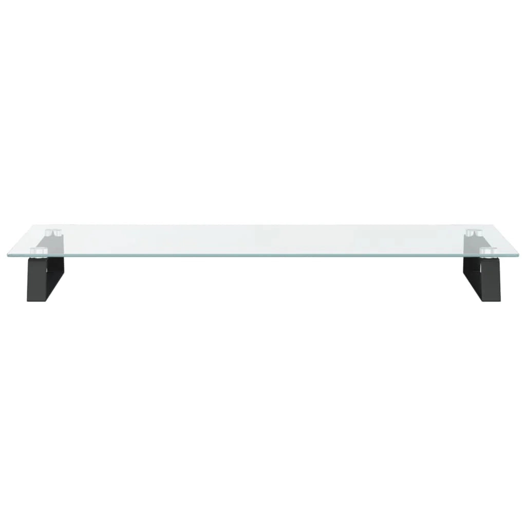 Supporto per monitor mobile da scrivania 80 x 35 x 8 cm vetro temperato e metallo nero 02_0044904