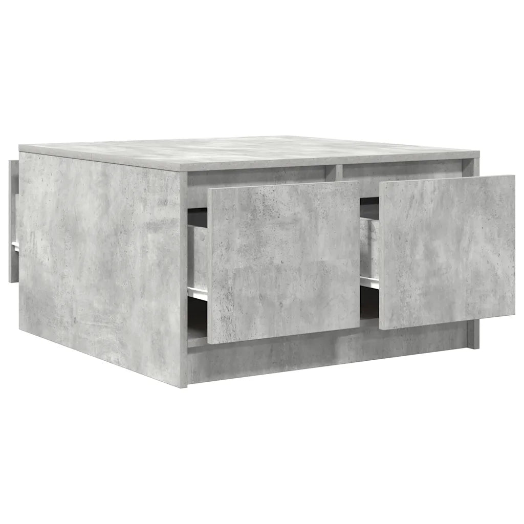 Tavolino da Salotto con Cassetti-Tavolino da soggiorno-Tavolo Grigio Cemento 70,5x70x40 cm